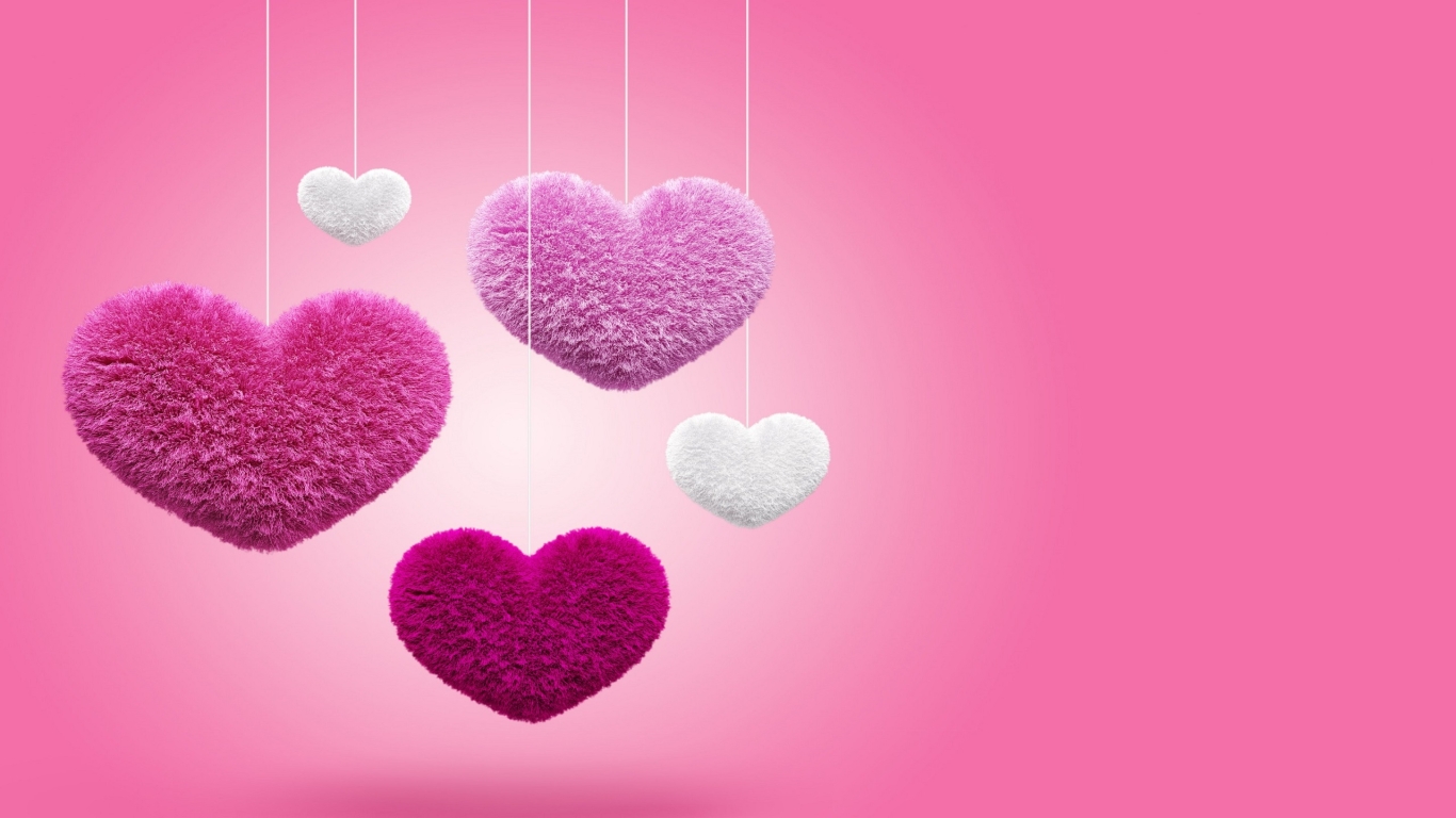 Fluffy Hearts for 1366 x 768 HDTV resolution