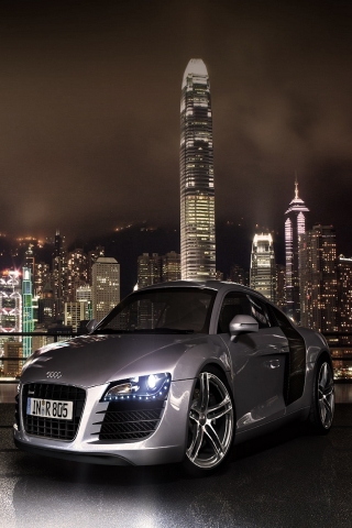 Grey Audi R8 for 320 x 480 Phones resolution