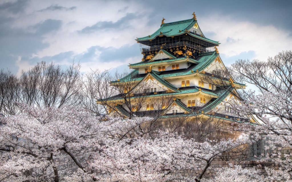 Osaka Castle Japan for 1024 x 640 widescreen resolution